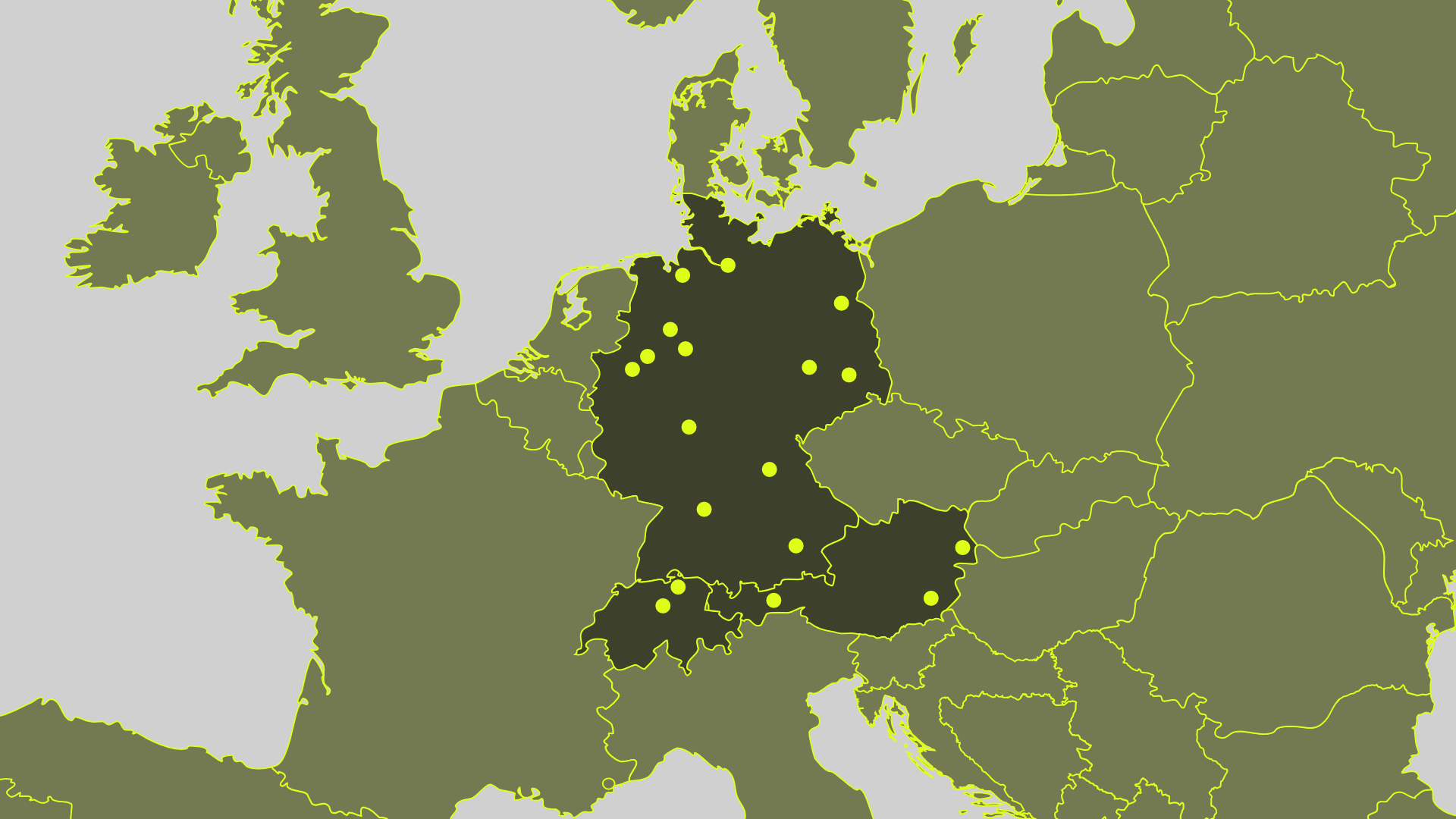 Landkarte mit Rechenzentren Website DACH mit Orten